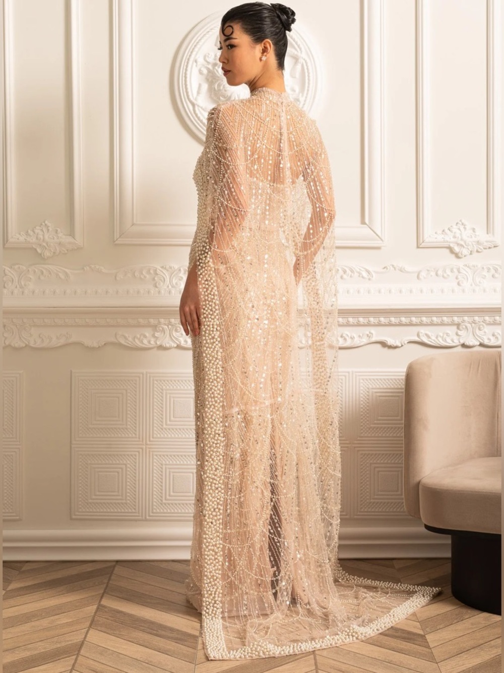 Sierra Darien | Beaded Cape Gown